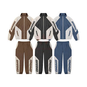 Survêtement coupe-vent d'hiver personnalisé pour homme, fermeture éclair, deux pièces, respirant, léger, nylon/polyester, avec couleurs et logo personnalisés - Product Image 1