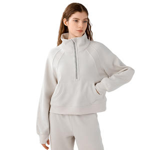 Sudadera extragrande con media cremallera para mujer, sudadera informal para correr, cuello alto, forro polar cálido, cremallera corta 3D, deportes para mujer - Product Image 4