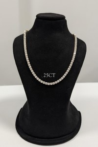 Ultra Round Cut Diamond Tennis <b>Necklace</b> 25.00 Ct DEF VVS Lab Grown Diamond In 14K Solid Gold Special Occasion Party Wear - Product Image 2