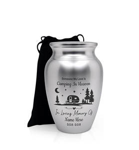 Urnes commémoratives extérieures personnalisées de camping forestier pour la crémation des cendres humaines Urne en acier inoxydable gravée pour l'enterrement Urne de taille personnalisée - Product Image 1
