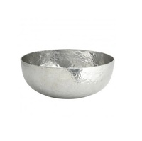 Zilver Afgewerkte Aluminium Fruitschaal Hoge Kwaliteit Ronde Vorm Aluminium En Messing Kom Nieuwe Ontwerp Bladvorm Voedsel Serveerschaal