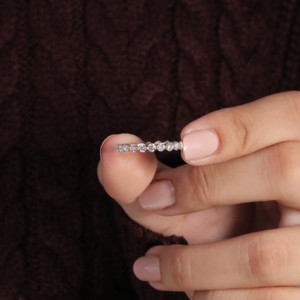 Anillo de compromiso Real certificado IGI Pave Diamond Design Wedding Band Full HPHT Lab Creado Anillos de diamantes Anillo de mujer personalizado - Product Image 5