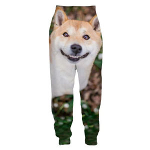 Doge Animal Shiba Inu sourire pantalons de survêtement hommes femmes grande taille impression 3D Jogging Hip Pop pantalon cordon décontracté Harajuku drôle - Product Image 1