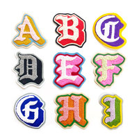Alphabet brodé personnalisé en chenille, vente en gros