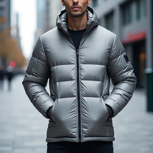 Abrigo brillante de burbujas para hombre, abrigo ligero con cuello levantado, Abrigo acolchado de burbujas, chaquetas acolchadas de invierno a prueba de viento para hombre - Product Image 2