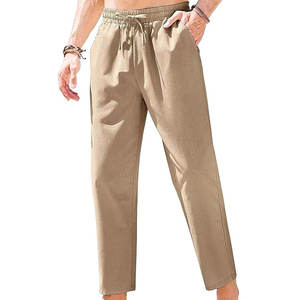 Pantalon en coton 100% à la mode pour hommes, multi-poches, de couleur unie, pour le travail en plein air, décontracté, coupe ample, multi-usages - Product Image 5