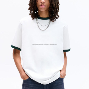 Camiseta pesada informal para hombre, camiseta de verano de manga corta con cuello redondo, ajuste holgado y camiseta de diseño en blanco de algodón 100% - Product Image 1