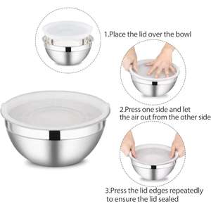 Versatile 24cm Stainless Steel <b>Mixing</b> <b>Bowl</b> <b>with</b> <b>Lid</b>: Perfect for Cooking, Food Storage, and Meal Preparation - Product Image 2