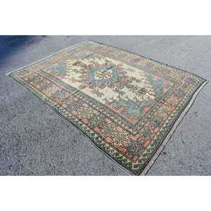 Alfombra de 7x9 pies, Alfombra Grande Vintage, Alfombra Azul Sólida - Product Image 2