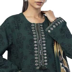 Traje de Tres Piezas Shalwar Kameez con Estampado Block para Mujer, Conjunto de Vestido Étnico de Verano con Dupatta y Pantalón de Algodón - Product Image 4
