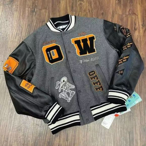 แจ็คเก็ตเบสบอลบอมเบอร์คอตั้งสำหรับผู้ชาย2025มีแผ่นปะติดโลโก้ด้านหน้าขนาดพิเศษ - Product Image 1