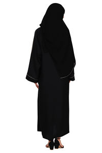 Nouveau à la mode femmes Naqab à manches longues ligne unique noir Burqa Style ethnique solide Hijab mode islamique robes musulmanes Abaya - Product Image 6