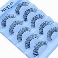 Faux cils 3D 5D 8D à bande transparente invisible, effet œil de chat, cils naturels et vaporeux, bandelettes de cils en faux vison, lot de 5 paires