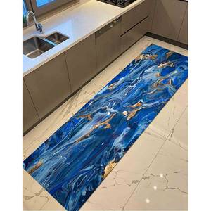 พรมลายหินอ่อนสีน้ำเงิน: พรมทางเดินนุ่มพิมพ์ลาย 3 มิติ, พรมเชนิลล์ - Product Image 4