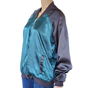 Chaqueta Bomber de Satén para Mujer, de Alta Calidad, Color Sólido, con Colores Personalizados, en Oferta - Product Image 4