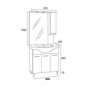 85cm 3-<b>Door</b> White Bathroom Cabinet with Sink and Ravenna Wall <b>Mirror</b> for Export - Product Image 5