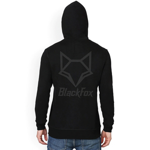 เสื้อฮู้ดผู้ชาย BlackFox สีดำ ทรงปกติ ผ้าฝ้ายถัก สวมใส่สบาย มีกระเป๋าโลโก้ด้านหน้า สไตล์ฤดูใบไม้ร่วง - Product Image 3