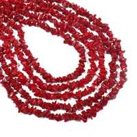 Perles en forme de copeaux de corail rouge, forme irrégulière, 4-5 mm, perles de pierres précieuses en forme de pépites non taillées pour la fabrication de bijoux, en provenance d'Inde, 34 pouces