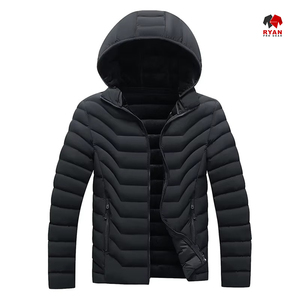 Veste décontractée d'extérieur pour homme, imperméable, coupe-vent, veste d'hiver en laine, col montant, veste matelassée décontractée d'hiver - Product Image 4