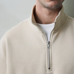 Felpa autunnale con mezza Zip in cotone 100% con motivo fatto da te in pietra e tinta unita Pullover con colletto con cappuccio termolite ampia vestibilità - Product Image 3