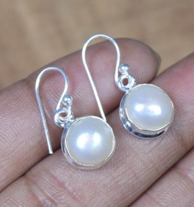 Handmade Fashion <b>Silver</b> Jewelry <b>Pearl</b> Cabochon Gemstone <b>Earrings</b> Handmade 925 Solid Sterling <b>Silver</b> <b>Earrings</b> 925 <b>Silver</b> Stamped - Product Image 5