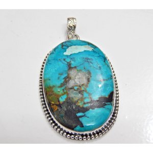 Joyería de Plata de Ley 925 hecha a mano, colgante de cabujón turquesa Natural, regalo para niñas y mujeres - Product Image 2
