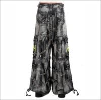Pantalon cargo rétro pour homme, taille mi-haute, brodé, style gothique streetwear, en denim respirant, éco-responsable, pour tenue décontractée et mode hip-hop