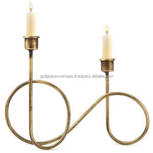 Candelero de Metal de lujo de mesa, hecho a mano candelabro, portavelas de Metal dorado, Juego de 3 piezas disponibles - Product Image 5