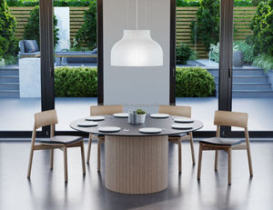 Mesa de Comedor Redonda Moderna de Madera Maciza ARDENA ADT-074 No Plegable Fabricada en Java Central para Hogar, Hotel, Apartamento, Villa, Comedores - Product Image 6
