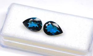 งดงามลอนดอนสีฟ้าบุษราคัมพลอยสังเคราะห์สีฟ้าบุษราคัมรูปร่างลูกแพร์ตัดเหลี่ยมเพชรพลอยกรุงลอนดอน - Product Image 3