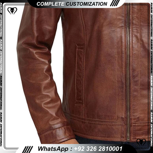 Veste bomber en cuir de vache véritable vieilli pour homme, style vintage, design classique, imperméable et coupe-vent, OEM - Product Image 5