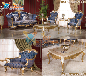 Juego de sofá de diseño francés para sala de estar, estilo mexicano, aspecto metálico, muebles de sala de estar, juego de sofá de lujo de 8 plazas tallado francés - Product Image 5