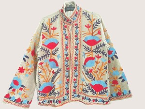 Veste Bohème en Coton Brodé Floral Écologique Suzani à Manches Longues Col Rond Grande Taille pour Femme – Vêtement d'extérieur Décontracté Hiver - Product Image 1