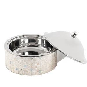 Marmite isotherme en acier inoxydable faite à la main design pour servir des aliments en métal avec finition argentée - Product Image 5