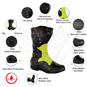 Rubber-Sole Hook & Loop Motorbike Shoes Custom Made Outdoor Protective Wear Motorbike Shoes - Product Image 6
