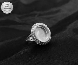 Vente en gros de bague de réglage en pierre semi-montée personnalisée 8x10mm vierge en argent sterling 925 de forme ovale composants de résultats de bijoux - Product Image 1