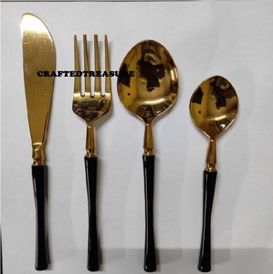Juego de utensilios de cubiertos de acero inoxidable, regalo de Navidad, cubiertos martillados, tenedor, cuchillo, cuchara, esmalte de espejo desechable - Product Image 6