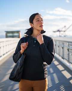 Wholesale Woman's Long Sleeve Anti-Wrinkle Breathable <b>Biker</b> <b>Hoodie</b> Stand Collar Embroidered Fashion Wear - Product Image 3