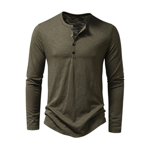 T-shirt en coton à manches longues à double couche avec motif sérigraphié, col rond, chemise formelle professionnelle pour homme - Product Image 5