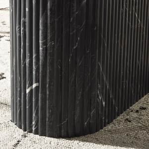 Heavy Texture Black Marble Italian Inspired Scalloped Liner Base Oval Shaped Black Marble Indoor & Outdoor Kitchen <b>Dining</b> <b>Table</b> - Product Image 2