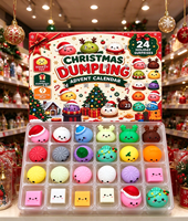 Calendrier de l'Avent Squishy en forme de Boulette de Noël, 24 Pièces, Jouet Anti-Stress Surprise pour Enfants, Cadeau de Fêtes