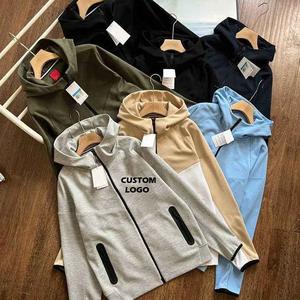 Venta caliente Vintage otoño logotipo personalizado Tech Fleece hombres dos piezas chándal Jogging ropa deportiva de secado rápido - Product Image 3