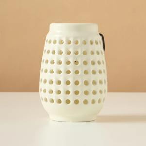 White Ceramic <b>Lantern</b> For Home Decor And Festive Display Use Perfect For Indoor Outdoor Lighting And Gifting Purpose From India - Product Image 1