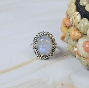 แหวนแฟชั่นเครื่องประดับตัดรุ้งมูนสโตน925แหวนพลอยเงินสเตอร์ลิงแหวนดีไซน์ทำมือของขวัญสำหรับวันเกิด - Product Image 2