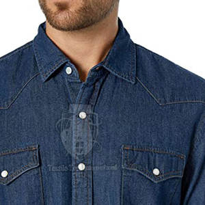 เสื้อเชิ้ตผู้ชาย ผู้จัดจำหน่ายมืออาชีพ ปกพับลง ผ้าฝ้าย สีพื้น ยีนส์ เสื้อเชิ้ตลำลองผู้ชาย ราคาสมเหตุสมผล - Product Image 2