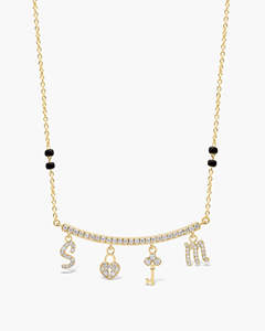 Exclusiva joyería fina Diseño de Sonrisa colgante real (barra curva) y cuentas de vidrio negro 14K 18K oro certificado laboratorio cultivado para novia - Product Image 4