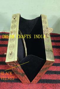 Bolso de mano de noche de Metal de latón puro, monedero grabado con asa redonda, los mejores bolsos de mano de moda hechos a mano para mujer, novia - Product Image 6