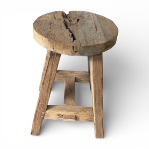 Taburete Rústico de Madera de Teca Reciclada, Hecho a Mano, Ecológico, Diseño Antiguo Japonés para Dormitorio, Apartamento, Sala de Estar, Entrada - Product Image 2