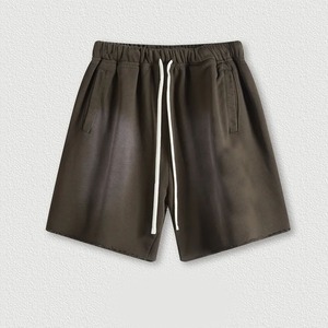 Pantalones cortos personalizados de felpa francesa para hombre, pantalones cortos de Jogger con lavado ácido Vintage, pantalones cortos de lejía, dobladillo crudo de algodón sólido liso, lavado ácido Vintage - Product Image 5