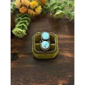 Darrin Livingston Boho <b>Statement</b> <b>Ring</b> Golden Hills Turquoise Bezel Setting in Sterling <b>Silver</b> for Everyday Wear Size 8.5 - Product Image 1